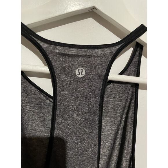Lululemon Time to Sweat Tank Top My Race My Pace Heathered Gray Black Womens - Picture 5 of 6